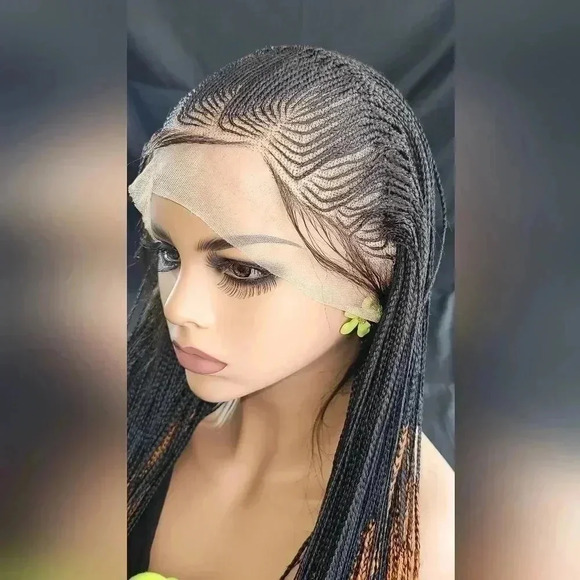 Braided Wig: 100% handmade long ombre  350/ black wig Human-Synthetic NWT - Picture 6 of 17